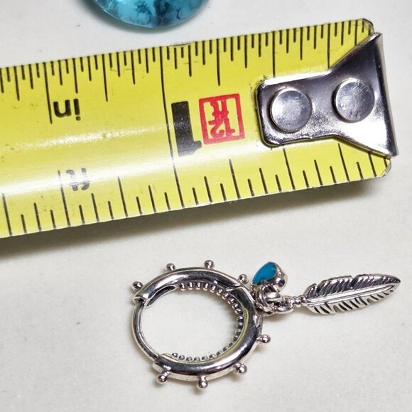 Authentic Pandora Spiritual Feathers Dangle Hoop Earrings 925 Sterling Silver - Picture 3 of 5